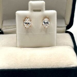 Elegant Gold Cubic Zirconia Stud Post Earrings​​​